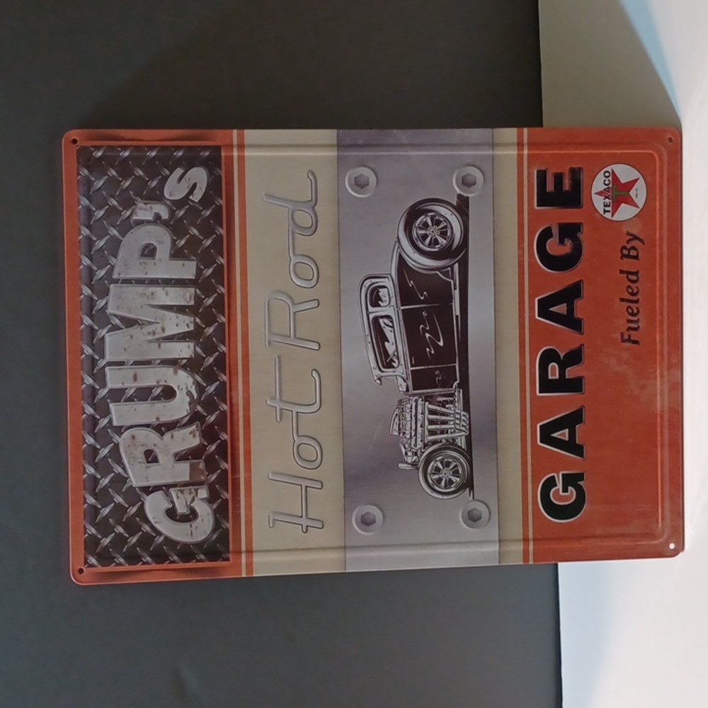 NWT Grump's Hot Rod Garage Nostalgic 17" Metal Sign